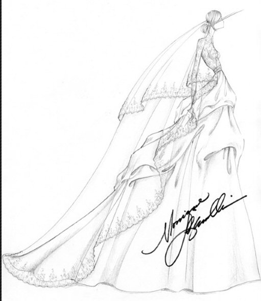 kate middleton wedding gown sketches. the wedding gown for Kate